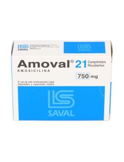 AMOVAL  AMOXICILINA 750 MG. 21 COMPRIMIDOS RECUBIERTOS LAB.SAVAL