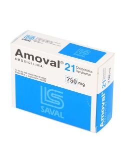 AMOVAL  AMOXICILINA 750 MG. 21 COMPRIMIDOS RECUBIERTOS LAB.SAVAL