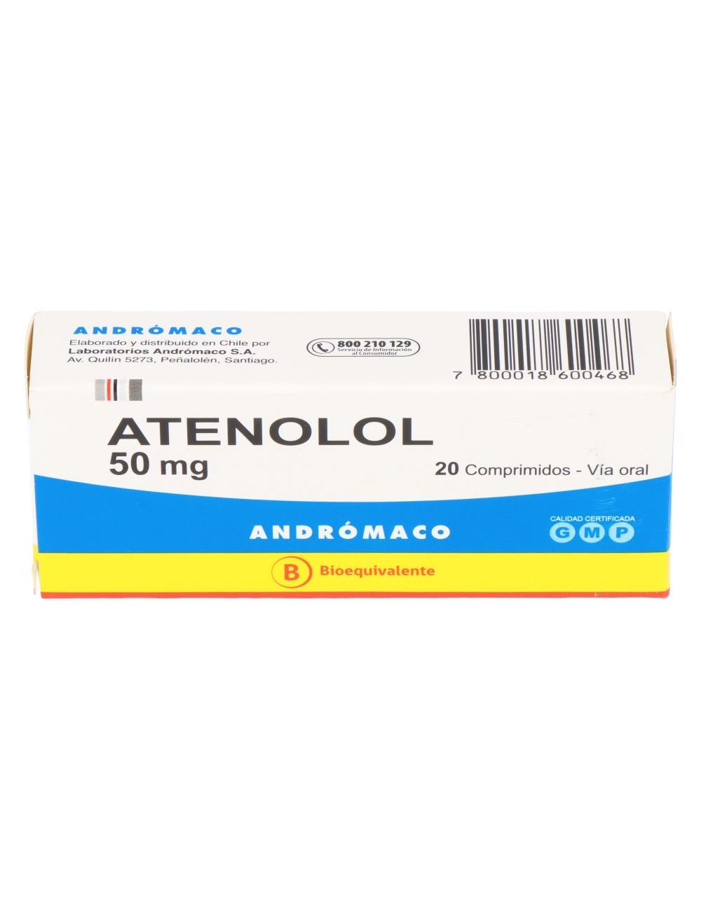 ATENOLOL 50 MG 20 COMPRIMIDOS BIOEQUIVALENTE ANDROMACO