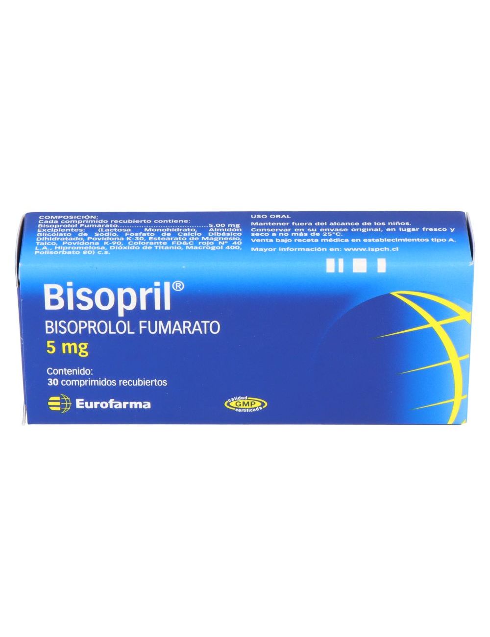 BISOPRIL 5 MG BISOPROLOL FUMARATO 30 COMPRIMIDOS RECUBIERTOS LAB. EUROFARMA