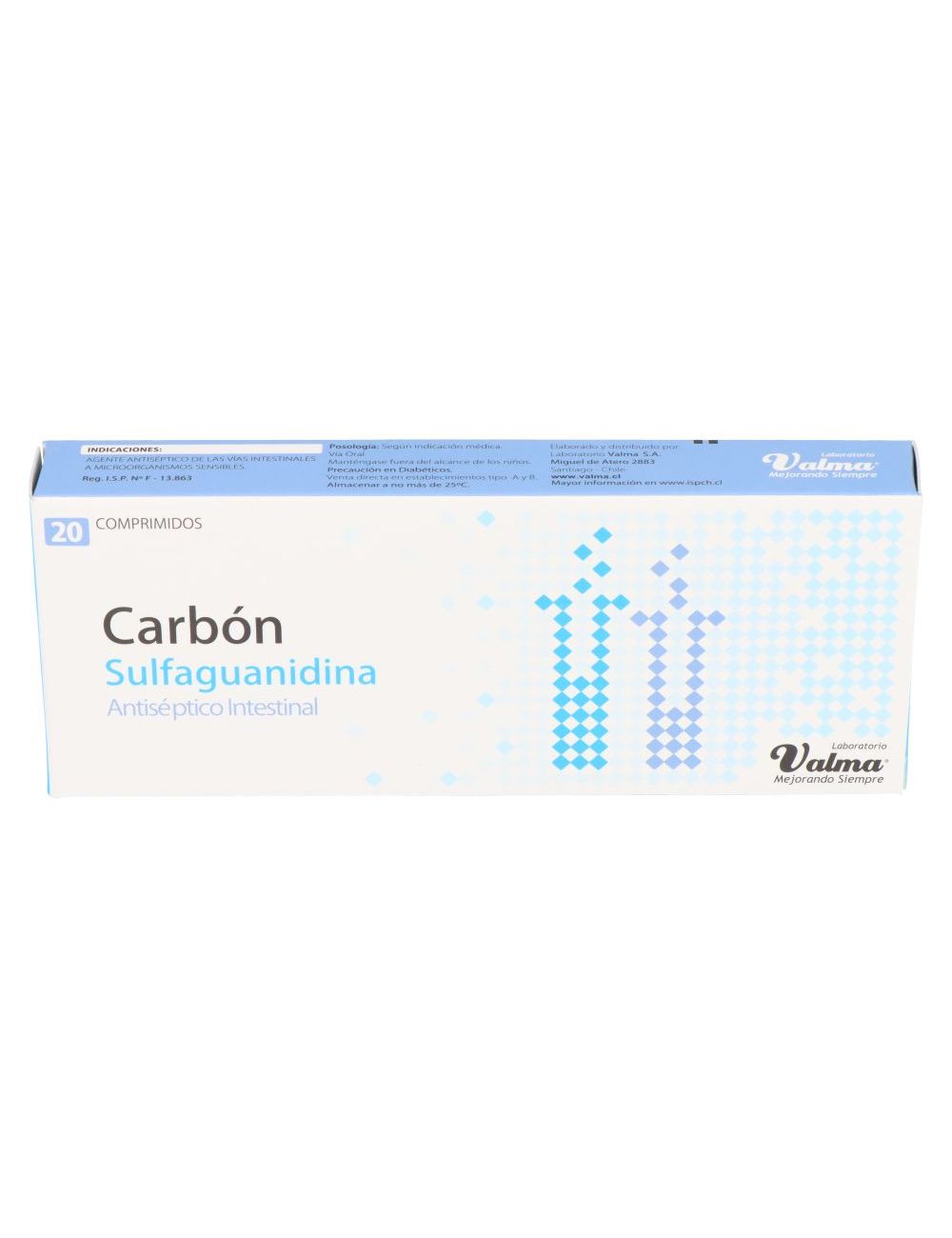 CARBON SULFAGUANIDINA ANTISEPTICO INTESTINAL 20 COMPRIMIDOS  LAB.VALMA