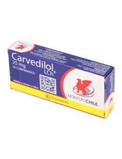 CARVEDILOL 25 MG 30 COMPRIMIDOS RECUBIERTOS BIOEQUIVALENTE LABORATORIO DE CHILE