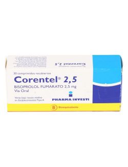 BISOPROLOL FUMARATO CORENTEL 2.5 MG 30 COMPRIMIDOS RECUBIERTOS BIOEQUIVALENTE PHARMA INVESTI