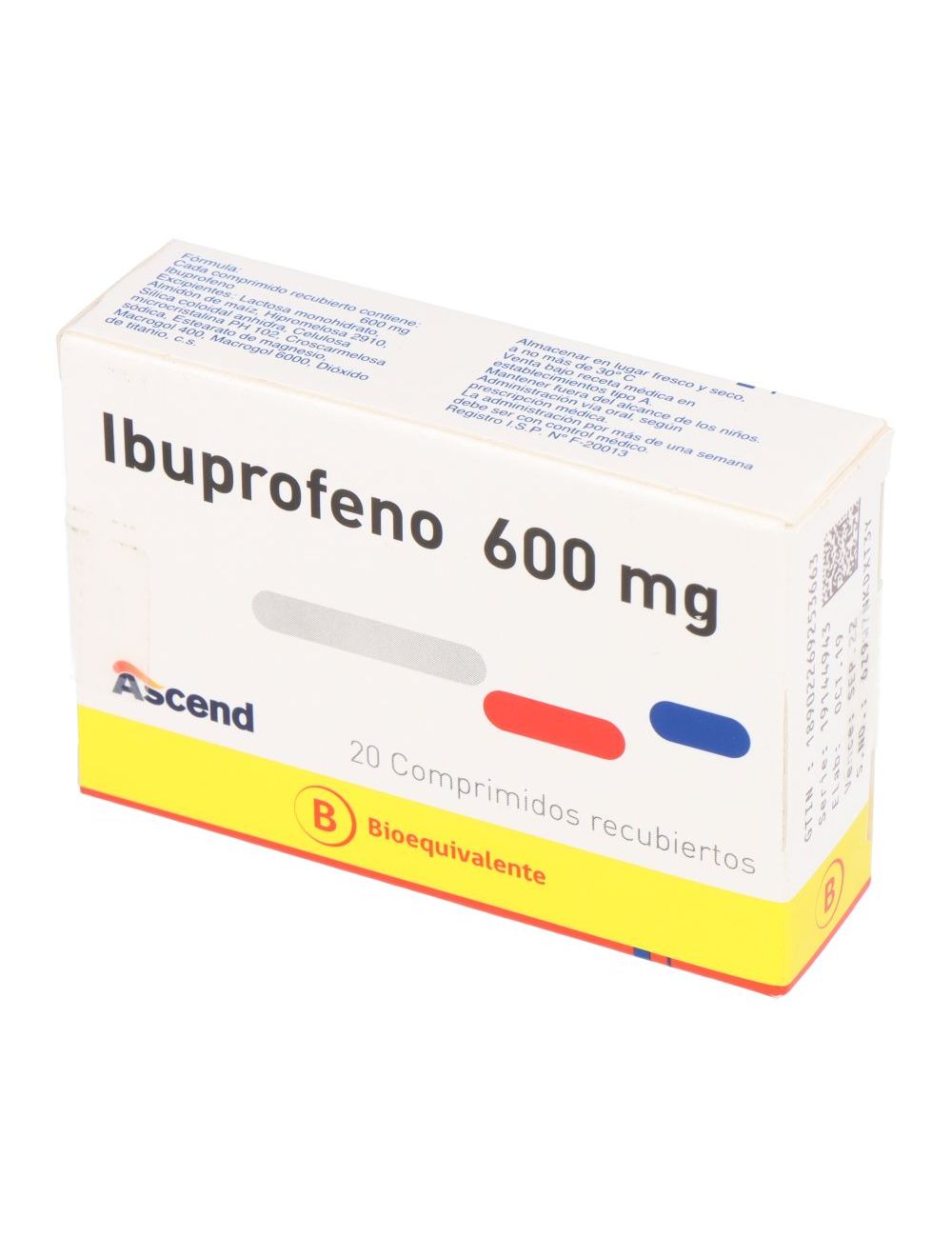 IBUPROFENO 600 MG 20 COMPRIMIDOS RECUBIERTOS BIOEQUIVALENTE ASCEND