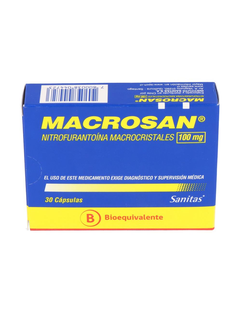 NITROFURANTOINA MACROCRISTALES MACROSAN 100 MG 30 CAPSULAS BIOEQUIVALENTE SANITAS