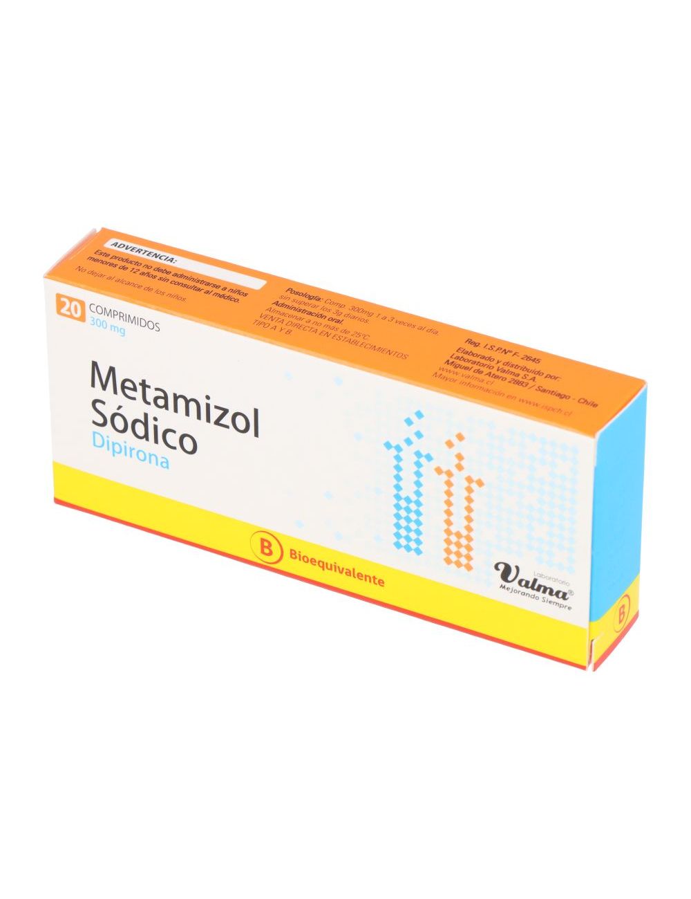 Precio Metamizol Sódico 300 Mg 20 Comprimidos | Farmalisto CL