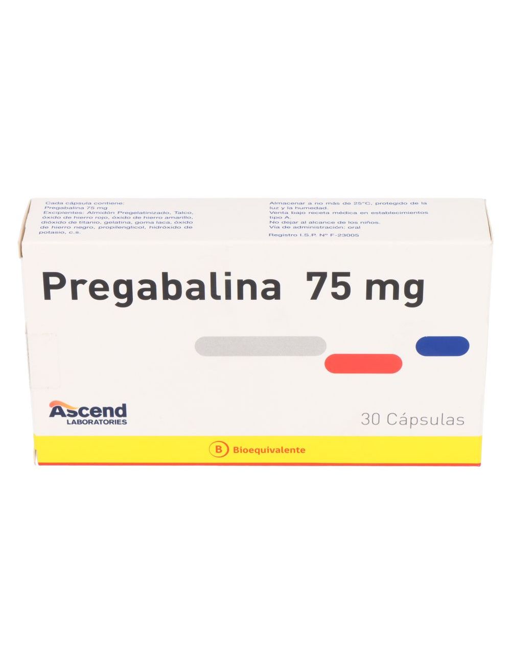 PREGABALINA 75 MG 30 CAPSULAS BIOEQUIVALENTE LAB.ASCEND