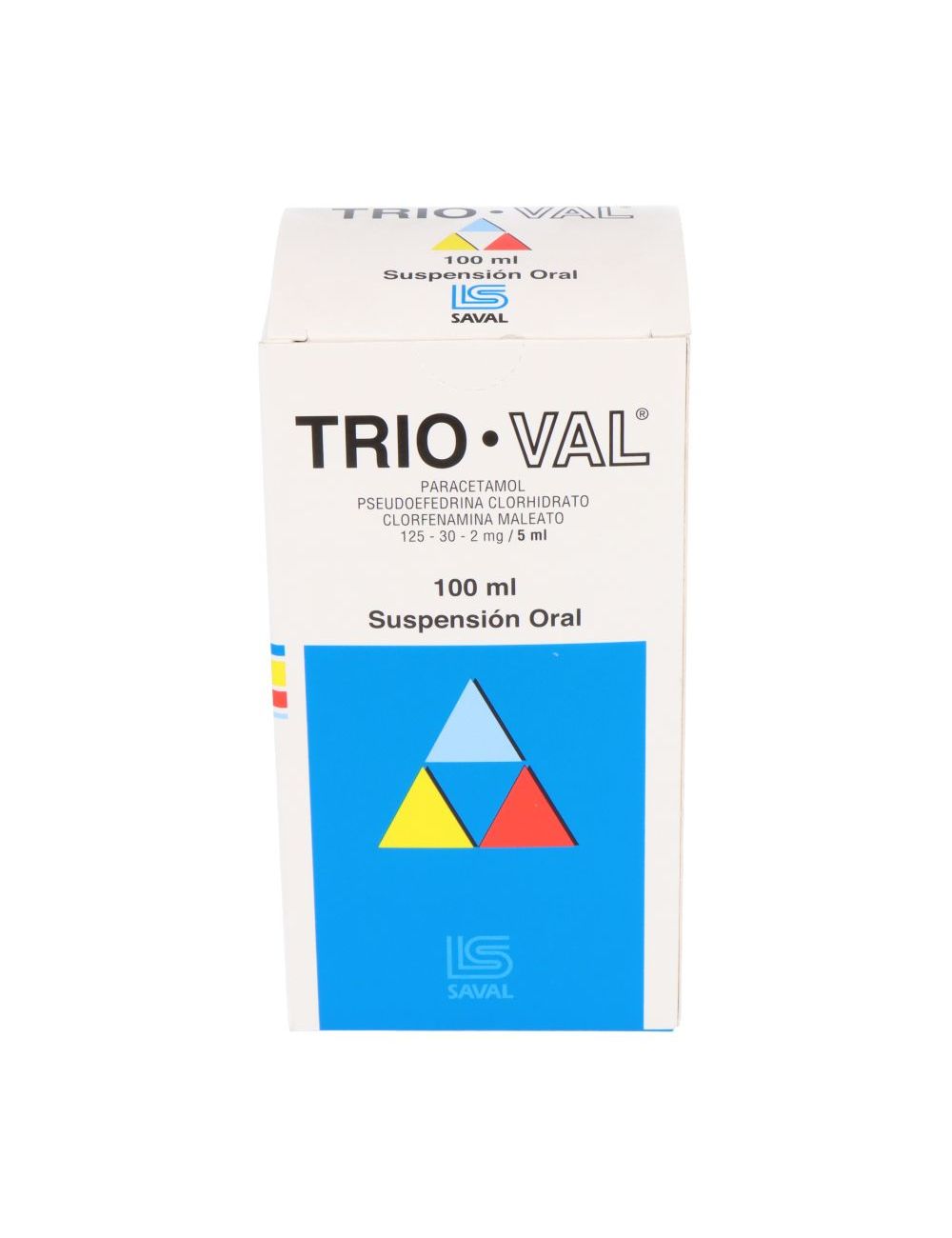 TRIO-VAL  PARACETAMOL 125MG PSEUDOEFEDRINA  30 MG CLORFENAMINA 2MG SUSPENSIÓN ORAL 100 ML  LAB.SAVAL