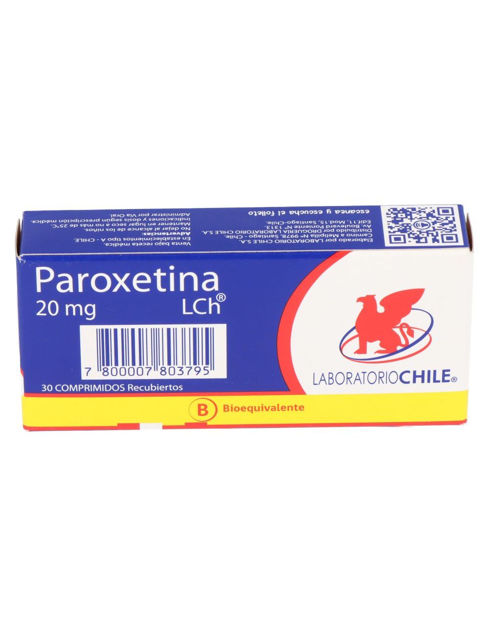 PAROXETINA 20 MG 30 COMPRIMIDOS RECUBIERTOS BIOEQUIVALENTE LABORATORIO ...