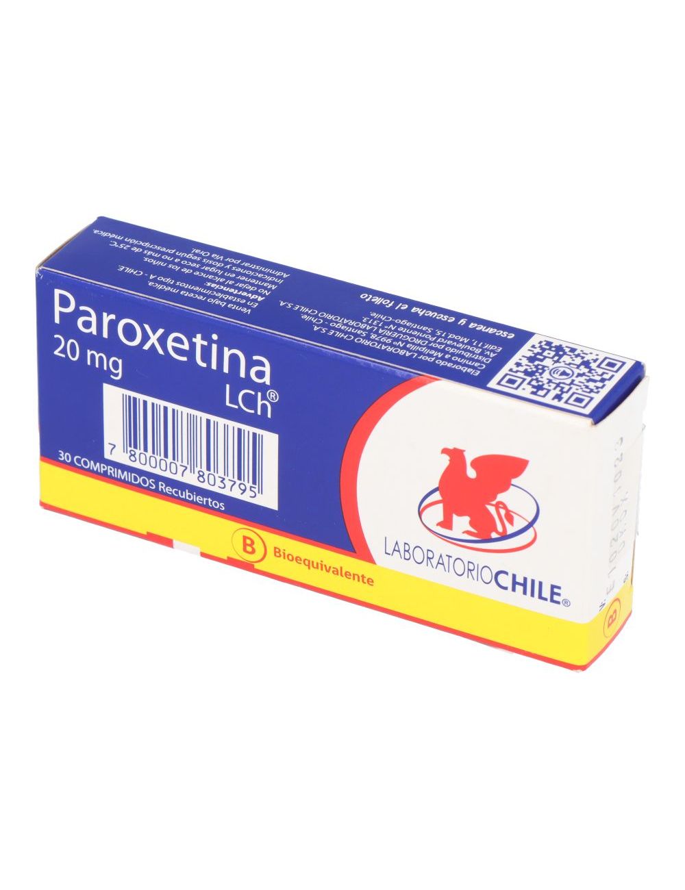 Paroxetina 20 Mg 30 Comprimidos Recubiertos Bioequivalente Laboratorio