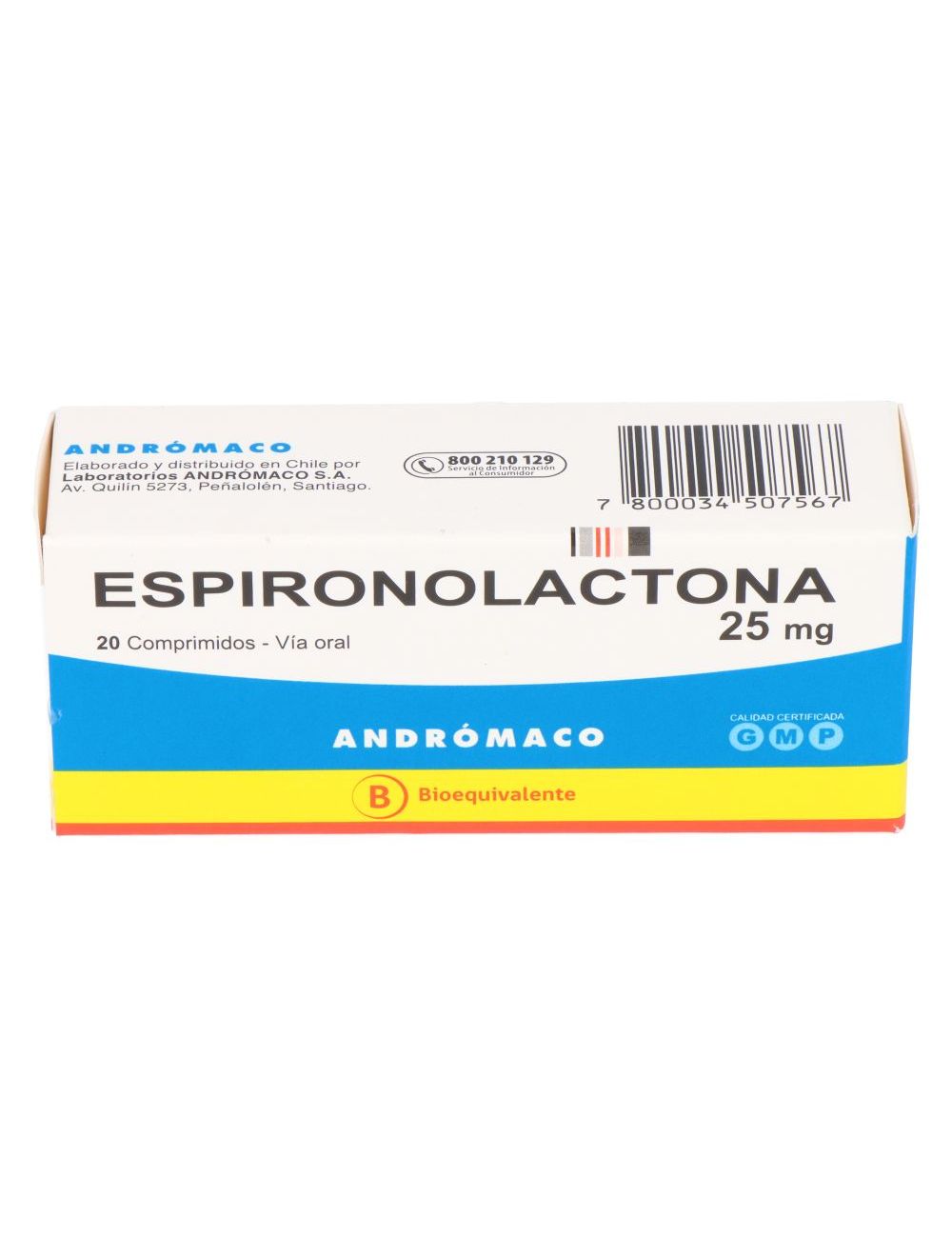 ESPIRONOLACTONA 25 MG 20 COMPRIMIDOS BIOEQUIVALENTE ANDROMACO