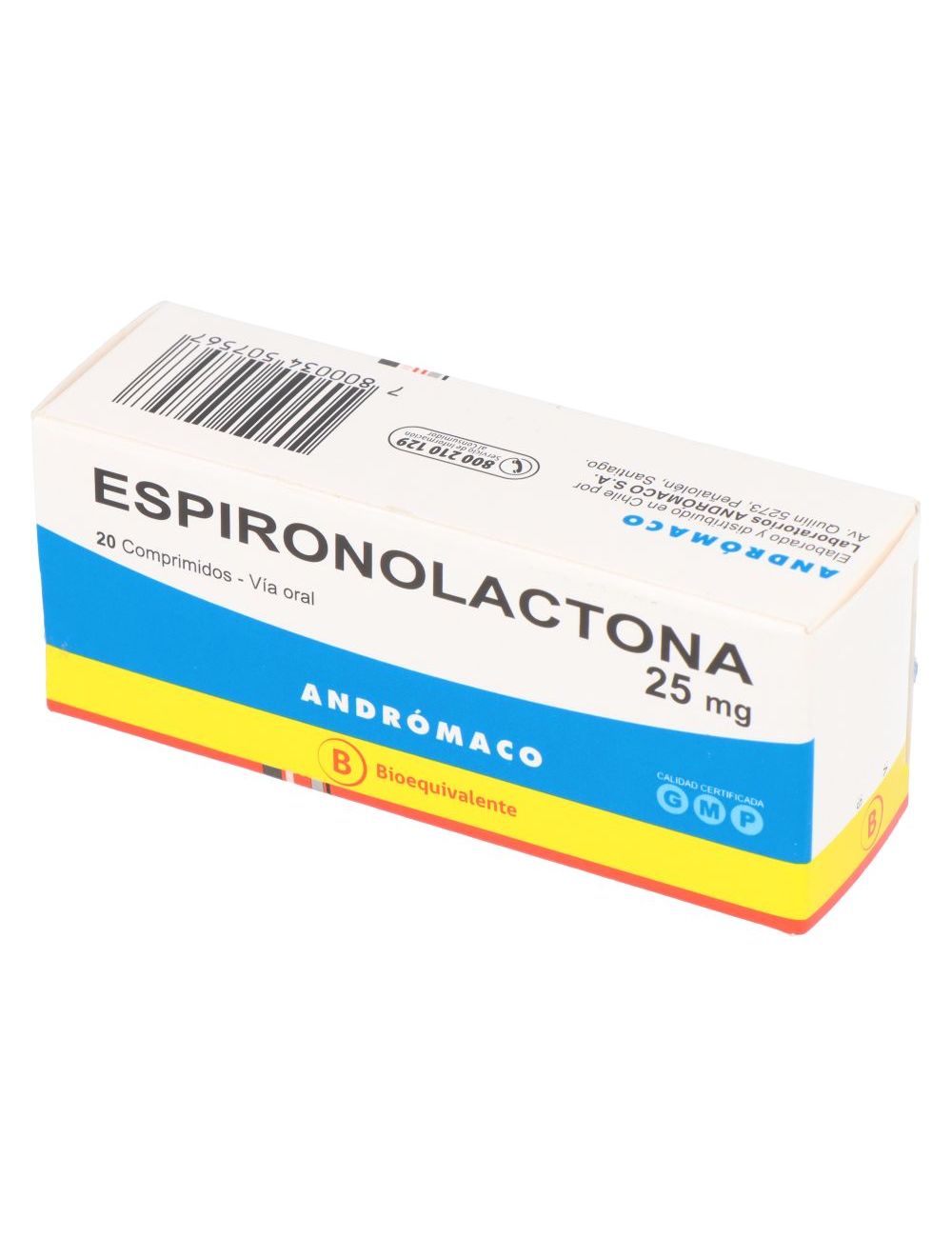 ESPIRONOLACTONA 25 MG 20 COMPRIMIDOS BIOEQUIVALENTE ANDROMACO