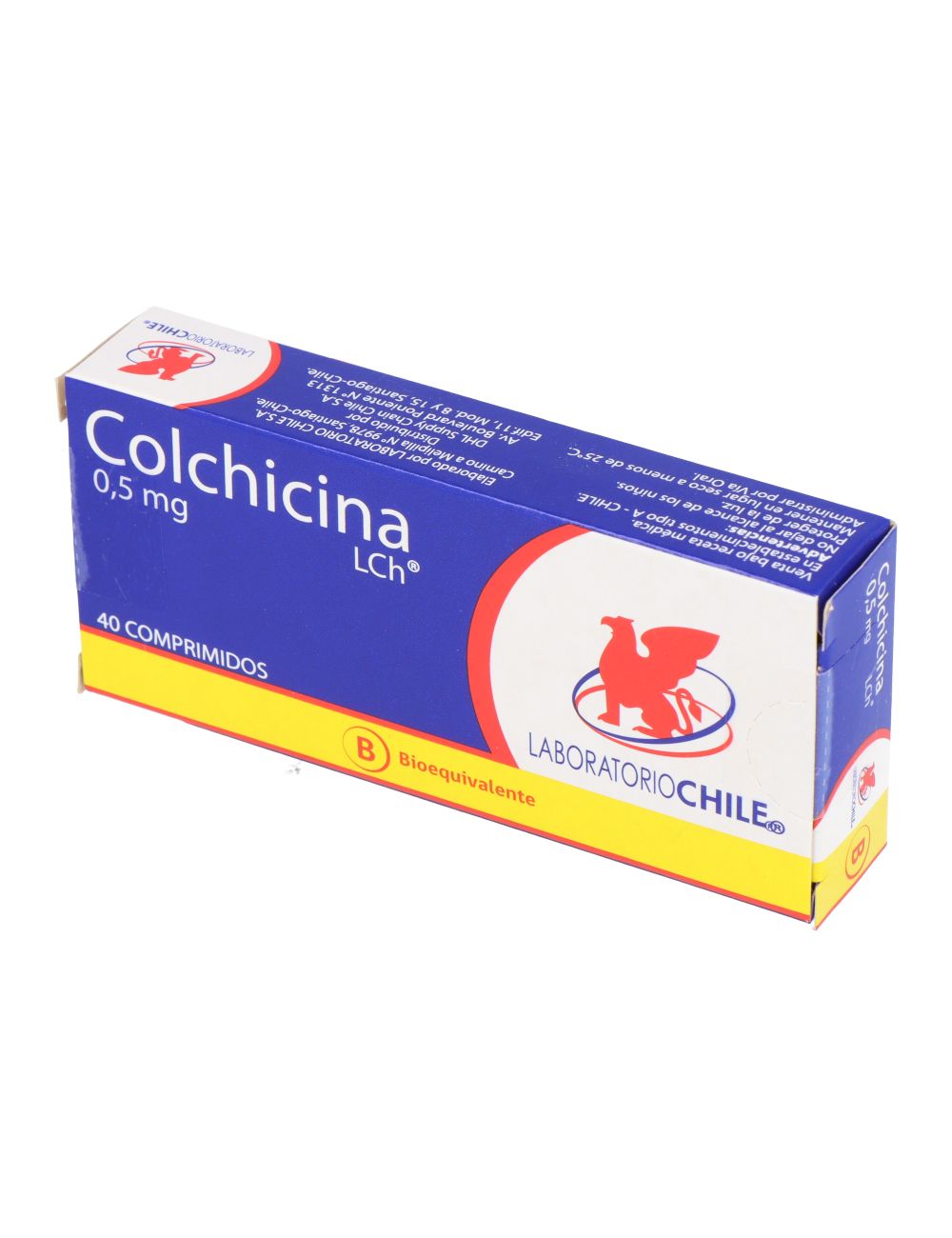 COLCHICINA 0.5 MG 40 COMPRIMIDOS BIOEQUIVALENTE LABORATORIO CHILE