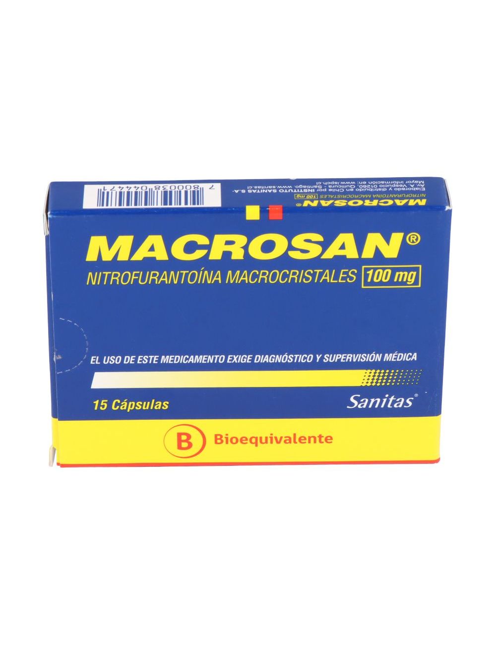 MACROSAN NITROFURANTOINA MACROCRISTALES  100 MG 15 CAPSULAS BIOEQUIVALENTE LAB. SANITAS