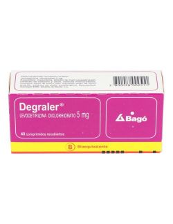 DEGRALER LEVOCETIRIZINA  5 MG 40 COMPRIMIDOS RECUBIERTOS BIOEQUIVALENTE LAB.BAGO