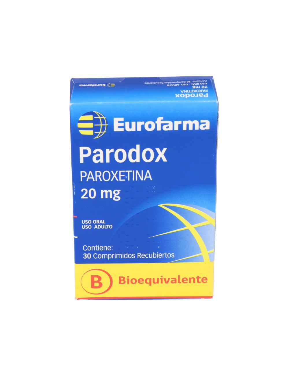 Paroxetina Parodox 20 Mg 30 Comprimidos Recubiertos Bioequivalente