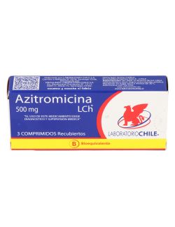 AZITROMICINA 500 MG 3 COMPRIMIDOS RECUBIERTOS BIOEQUIVALENTE LABORATORIO CHILE