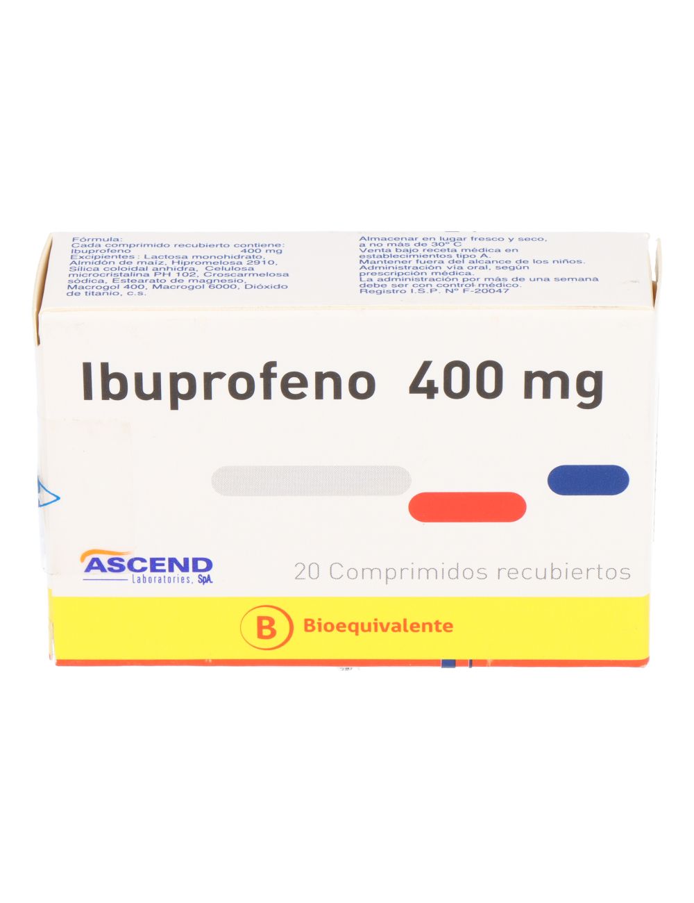 IBUPROFENO 400MG 20 COMPRIMIDOS RECUBIERTOS BIOEQUIVALENTE ASCEND