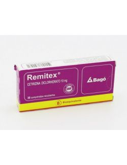 REMITEX CETARIZINA DICLORHIDRATO 10 MG 30 COMPRIMIDOS RECUBIERTEOS BIOEQUIVALENTE  LAB.BAGO