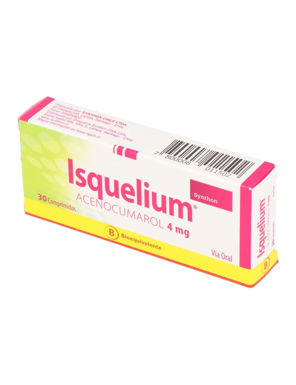 ISQUELIUM ACENOCUMAROL  4 MG 30 COMPRIMIDOS BIOEQUIVALENTE LAB.SYNTHON CENABAST