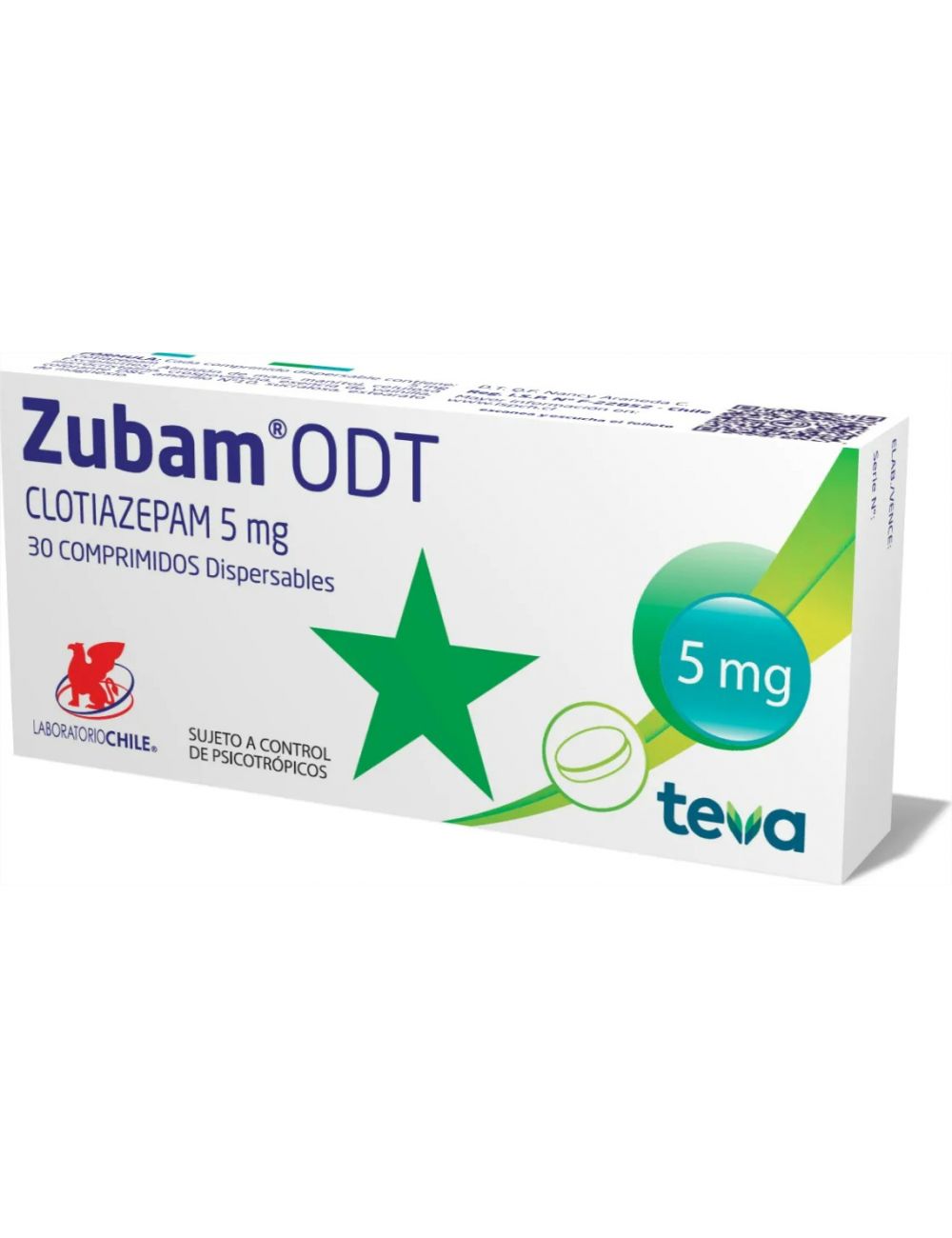 CLOTIAZEPAM 5MG ZUBAM ODT 5MG 30 COMPRIMIDOS LAB. CHILE