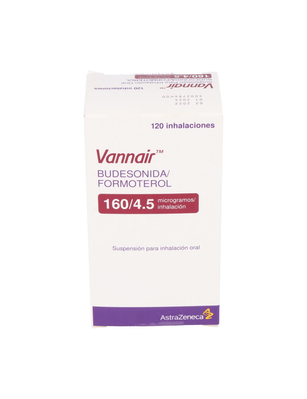 VANNAIR 160/4.5 MCG BUDESINIDA FORMOTEROL SUSPENSION PARA INHALACION ORAL 120 INHALACIONES ASTRAZENECA CENABAST.