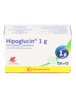 METFORMINA HIPOGLUCIN 1 G 30 COMPRIMIDOS RECUBIERTOS BIOEQUIVALENTE LABORATORIO CHILE CENABAST