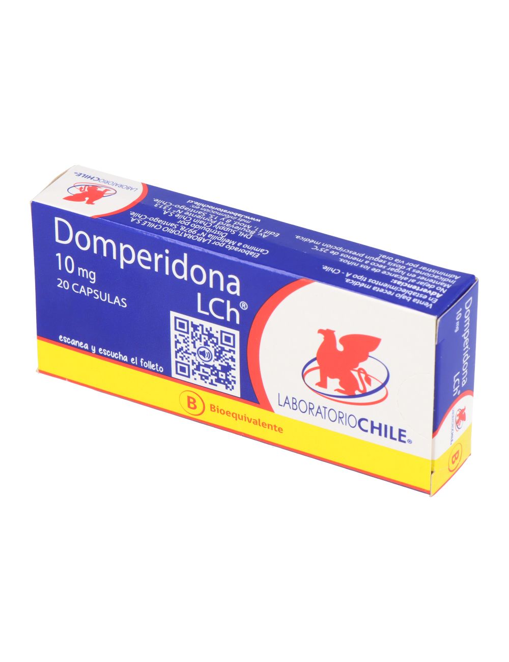 DOMPERIDONA 10 MG 20 CAPSULAS BIOEQUIVALENTE LABORATORIO CHILE