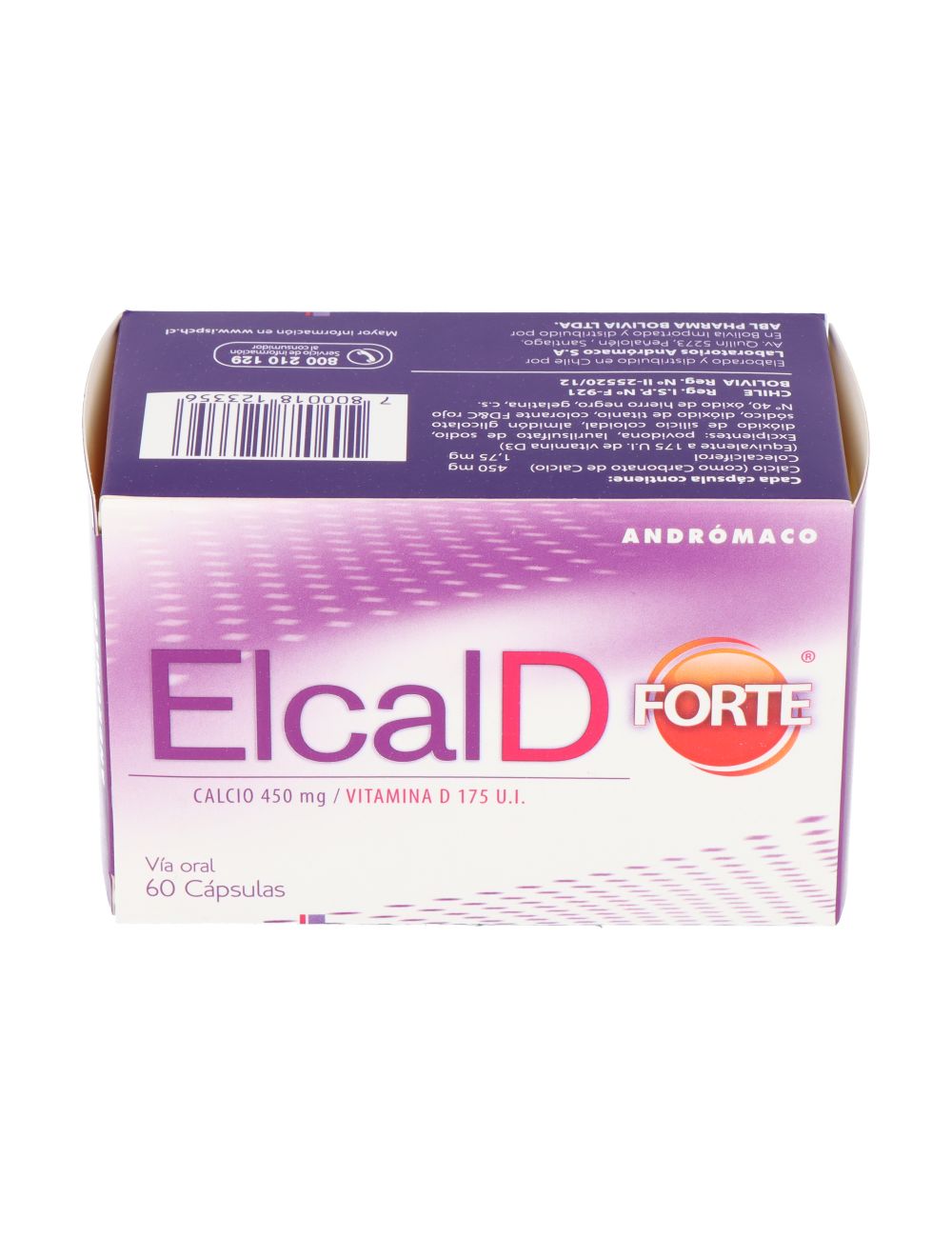 ELCAL D FORTE CALCIO 450MG / VITAMINA D 175U.I.  60 CAPSULAS LAB. ANDROMACO