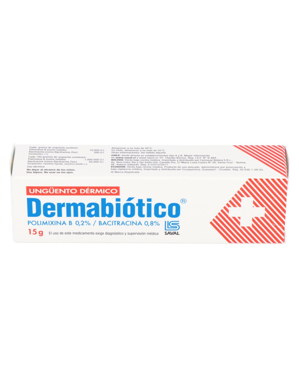 DERMABIOTICO POLIMIXINA B0,2%/BACITRACINA 0,8% UNGUENTO DERMICO 15G LAB.SAVAL