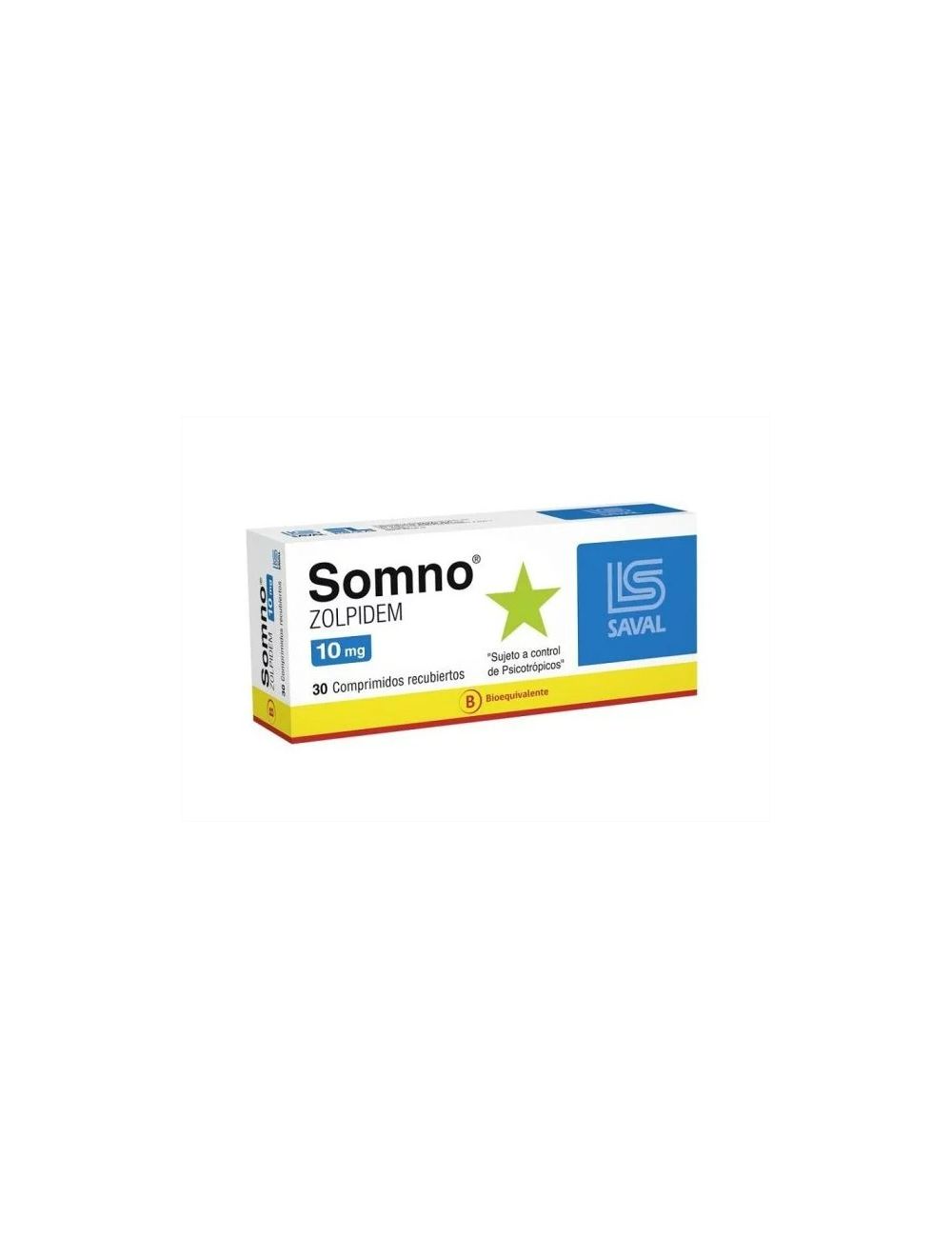 SOMNO ZOLPIDEM 10MG X 30 COMPRIMIDOS BIOEQUIVALENTE LABORATORIO SAVAL