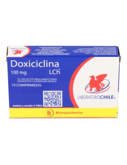 DOXICICLINA 100MG 10 COMPRIMIDOS BIOEQUIVALENTE LABORATORIO CHILE