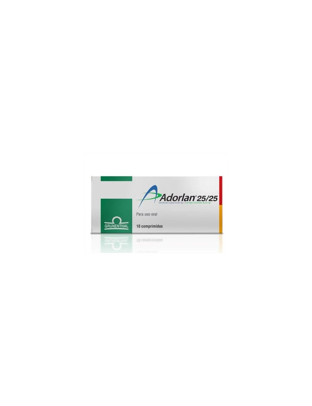 ADORLAN 25/25 DICLOFENACO SODICO 25MG + TRAMADOL CLORHIDRATO 25MG 10 COMPRIMIDOS LABORATORIO GRUNENTHAL