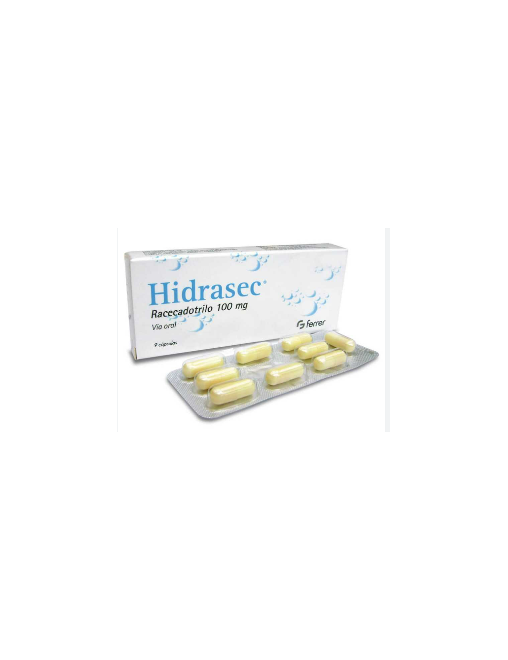 HIDRASEC 100 MG. RACECADOTRILO 9 CAPSULAS LAB. FERRER