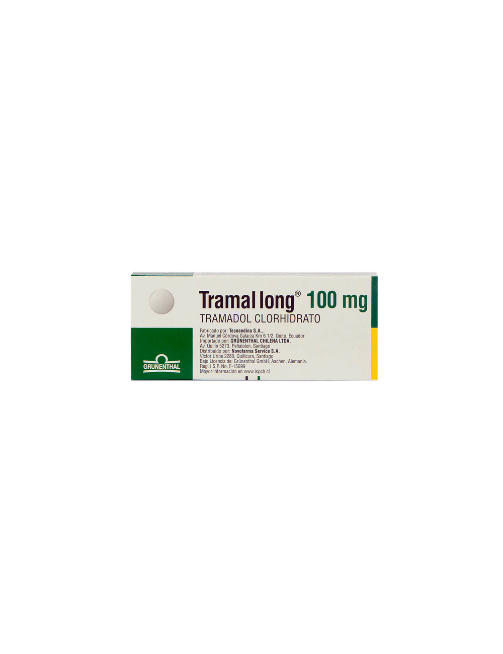 TRAMAL LONG 100MG. TRAMADOL CLORHIDRATO 10 COMPRIMIDOS RECUBIERTOS LAB.GRUNENTHAL