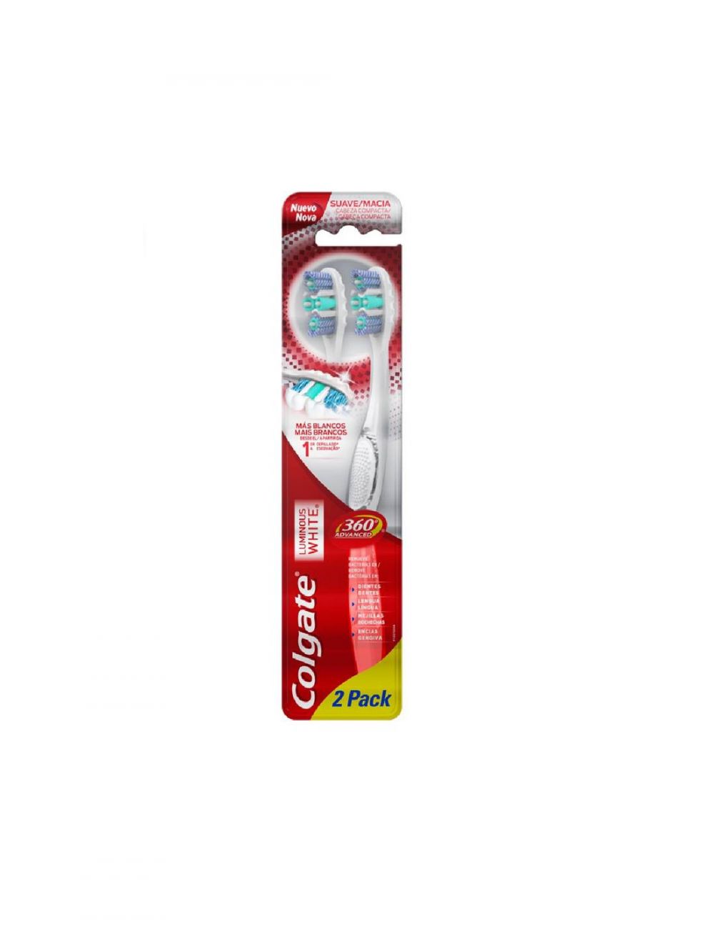 CEPILLO DENTAL COLGATE 360° ADVANCED LUMINOUS WHITE 2 PACK