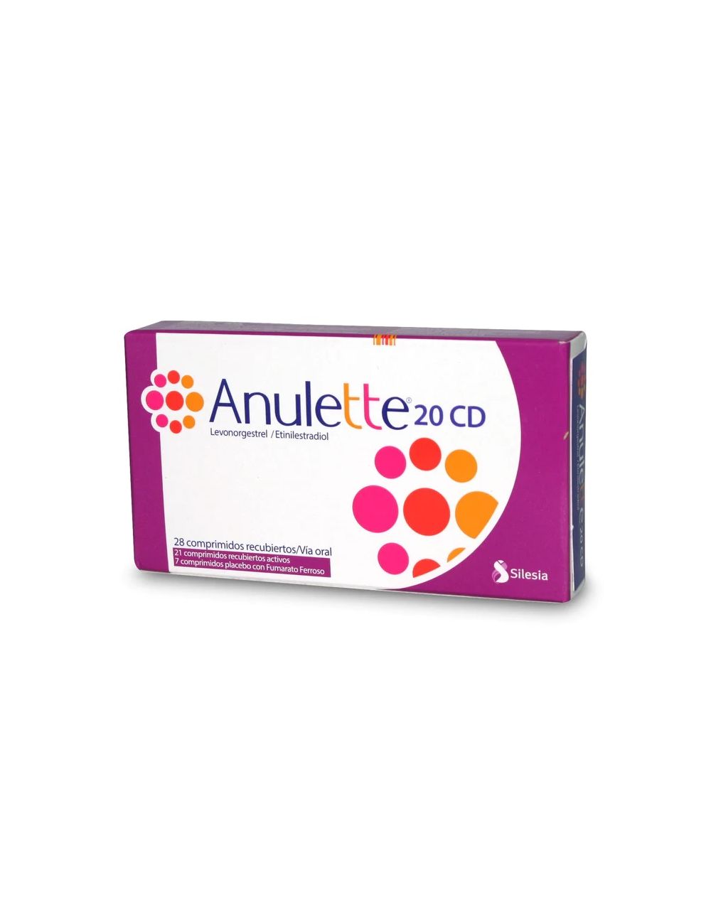 ANULETTE 20 CD  LEVONORGESTREL 100MCG /ETINILESTRADIOL 20MCG  28 COMPRIMIDOS RECUBIERTOS LAB.SILESIA