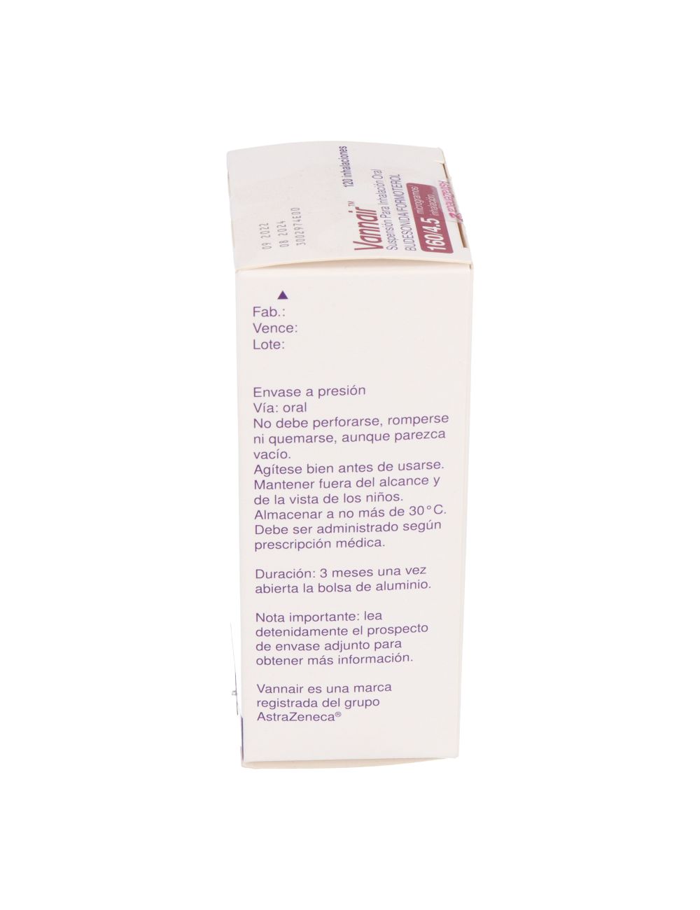 VANNAIR 160/4.5 MCG BUDESINIDA FORMOTEROL SUSPENSION PARA INHALACION ...