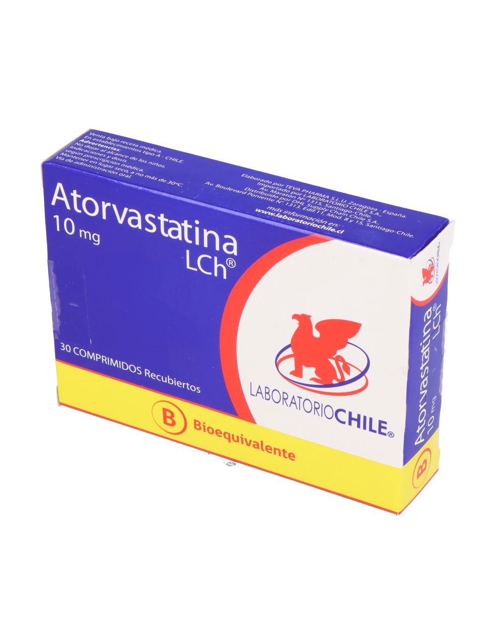 Atorvastatina 10 Mg 30 Comprimidos Recubiertos Bioequivalente Labchile