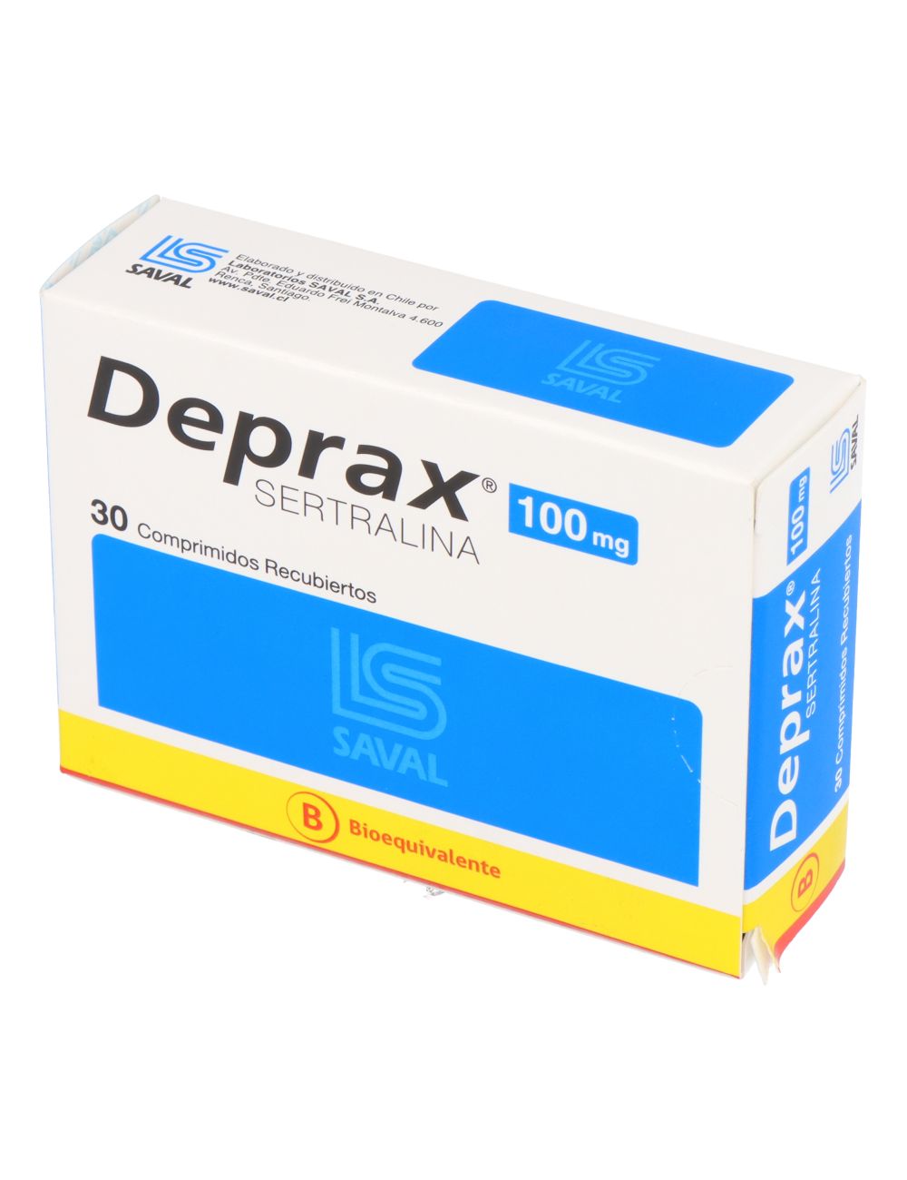 DEPRAX SERTRALINA 100MG. CAJA 30 COMPRIMIDOS  RECUBIERTOS LAB. SAVAL