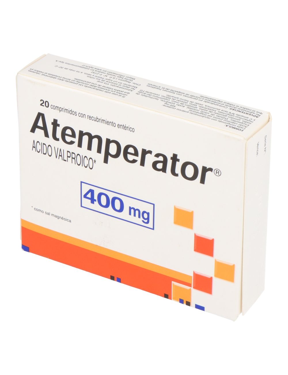 ATEMPERATOR 400MG ACIDO VALPROICO 20 COMPRIMIDOS RECUBIERTOS  LAB. RECALCINE CENABAST