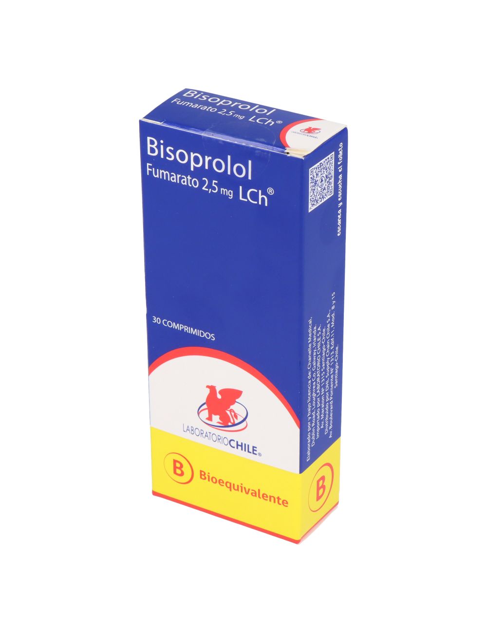 BISOPROLOL FUMARATO 2.5 MG X 30 COMPRIMIDOS BIOEQUIVALENTE LABORATORIO CHILE