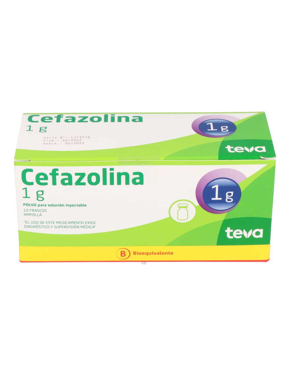 CEFAZOLINA 1000 MG SOLUCION INYECTABLE 10 AMPOLLAS BIOEQUIVALENTE TEVA