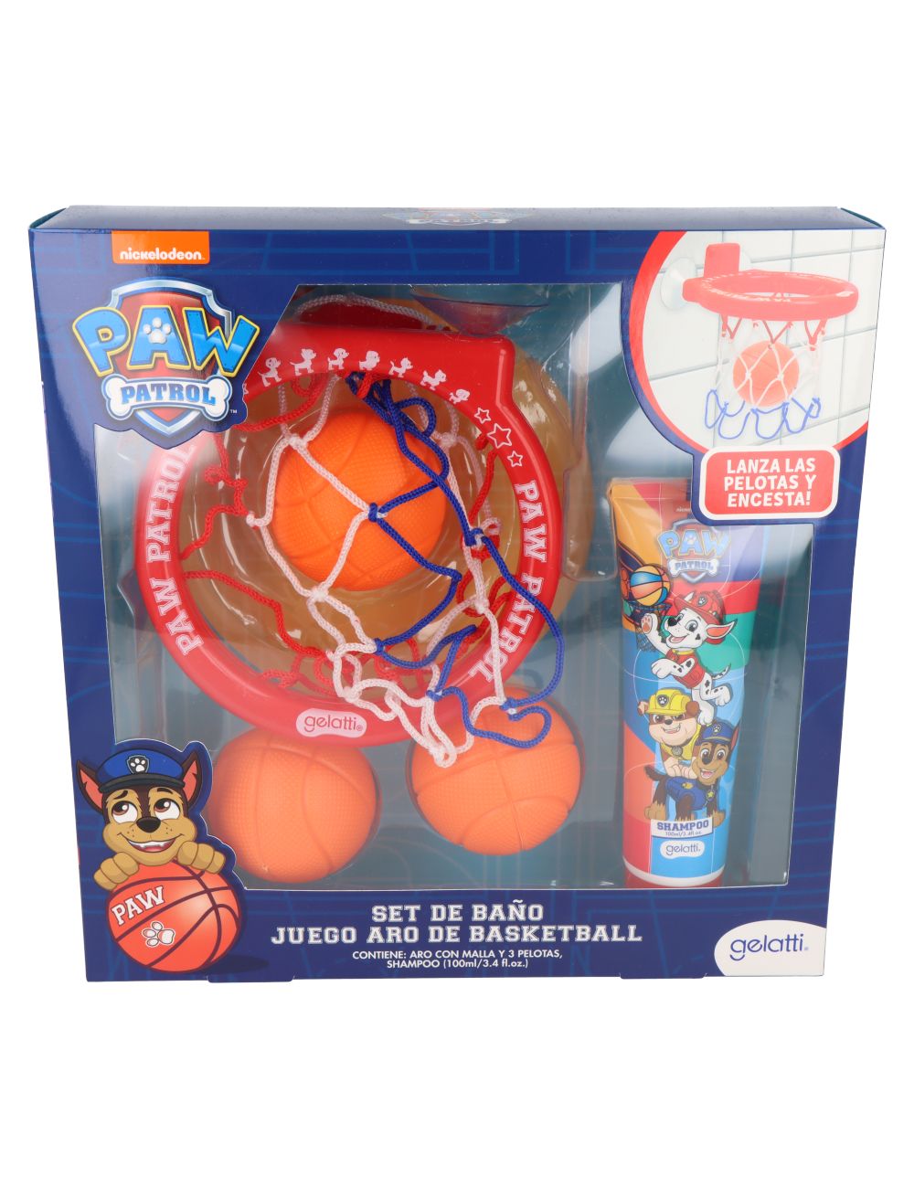 ESTUCHE PAW PATRON 3 PELOTAS + ARO BASKETBALL + CHUPONES +SHAMPOO 3 EN 1 POR 100ML NAVIDAD