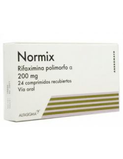 NORMIX RIFAXIMINA POLIMORFO ALFA 200 MG 24 COMPRIMIDOS RECUBIERTOS LAB.ANDROMACO CENABAST