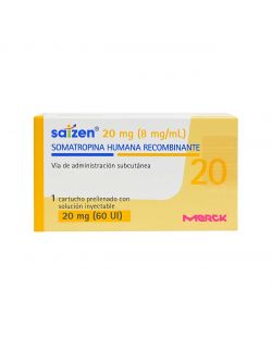 SAIZEN SOMATROPINA HUMANA RECOMBINANTE 20 MG SOLUCION INYECTABLE 1 CARTUCHO PRE LLENADO LABORATORIO MERCK