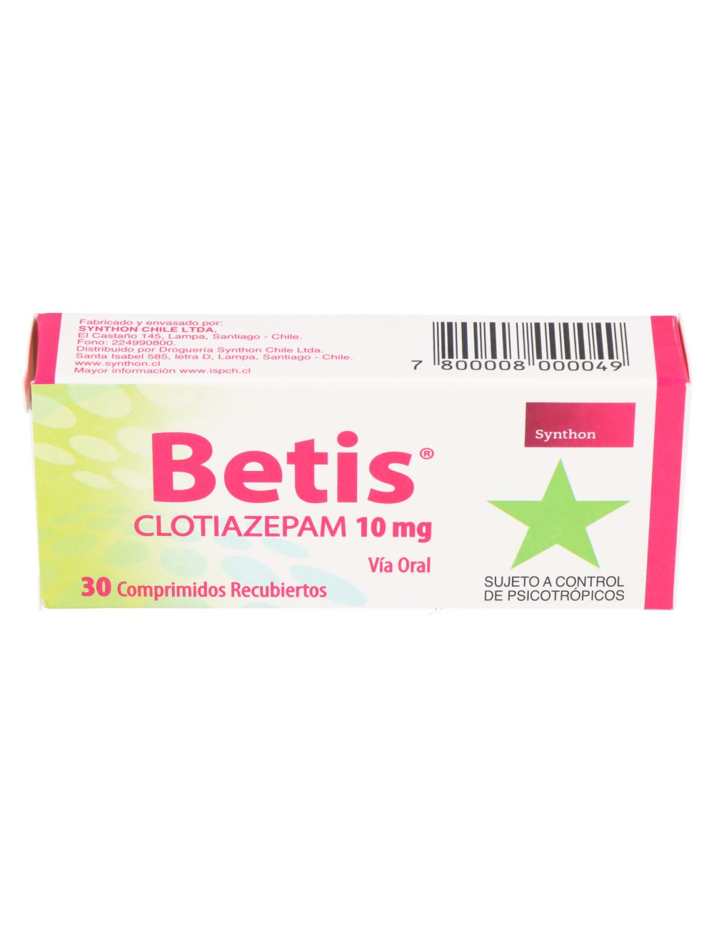 BETIS CLOTIAZEPAM 10 MG 30 COMPRIMIDOS SYNTHON CENABAST.