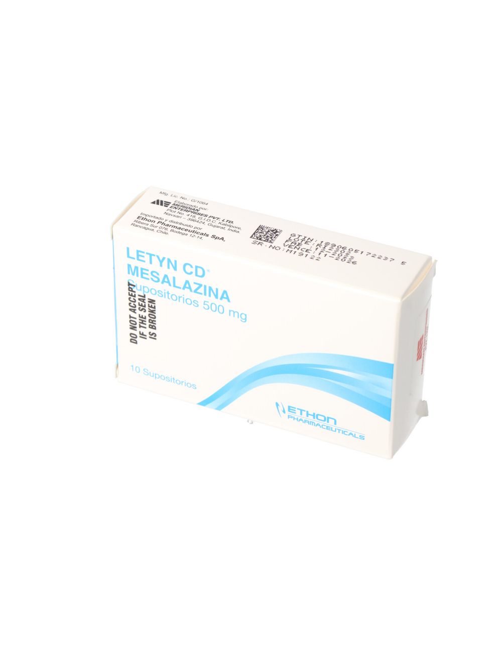 LETYN MESALAZINA CD 500 MG CAJA 10 SUPOSITORIOS ETHON CENABAST