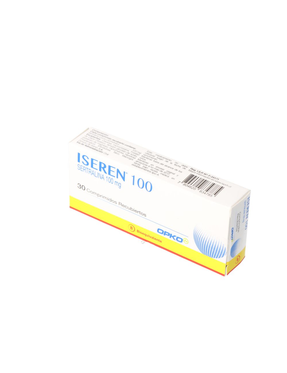 ISEREN SERTRALINA 100 MG 30 COMPRIMIDOS RECUBIERTOS BIOEQUIVALENTE  LAB.OPKO CENABAST