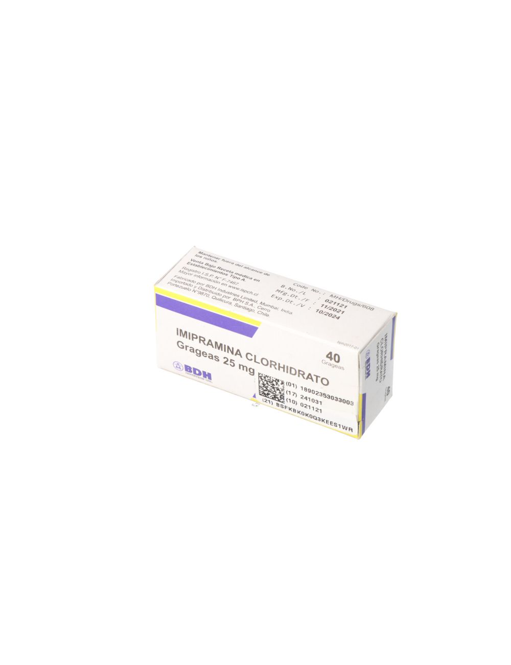 IMIPRAMINA CLORHIDRATO GRAGEAS 25 MG 40 GRAGEAS BPH